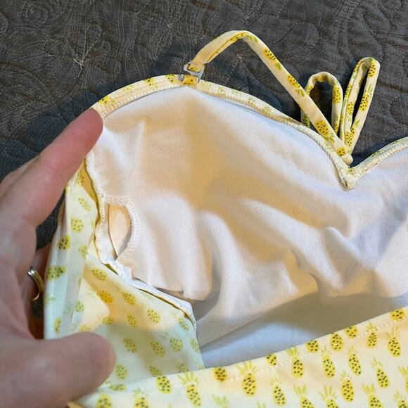 Kortni Jeane yellow pineapple tankini top size small - Picture 6 of 10